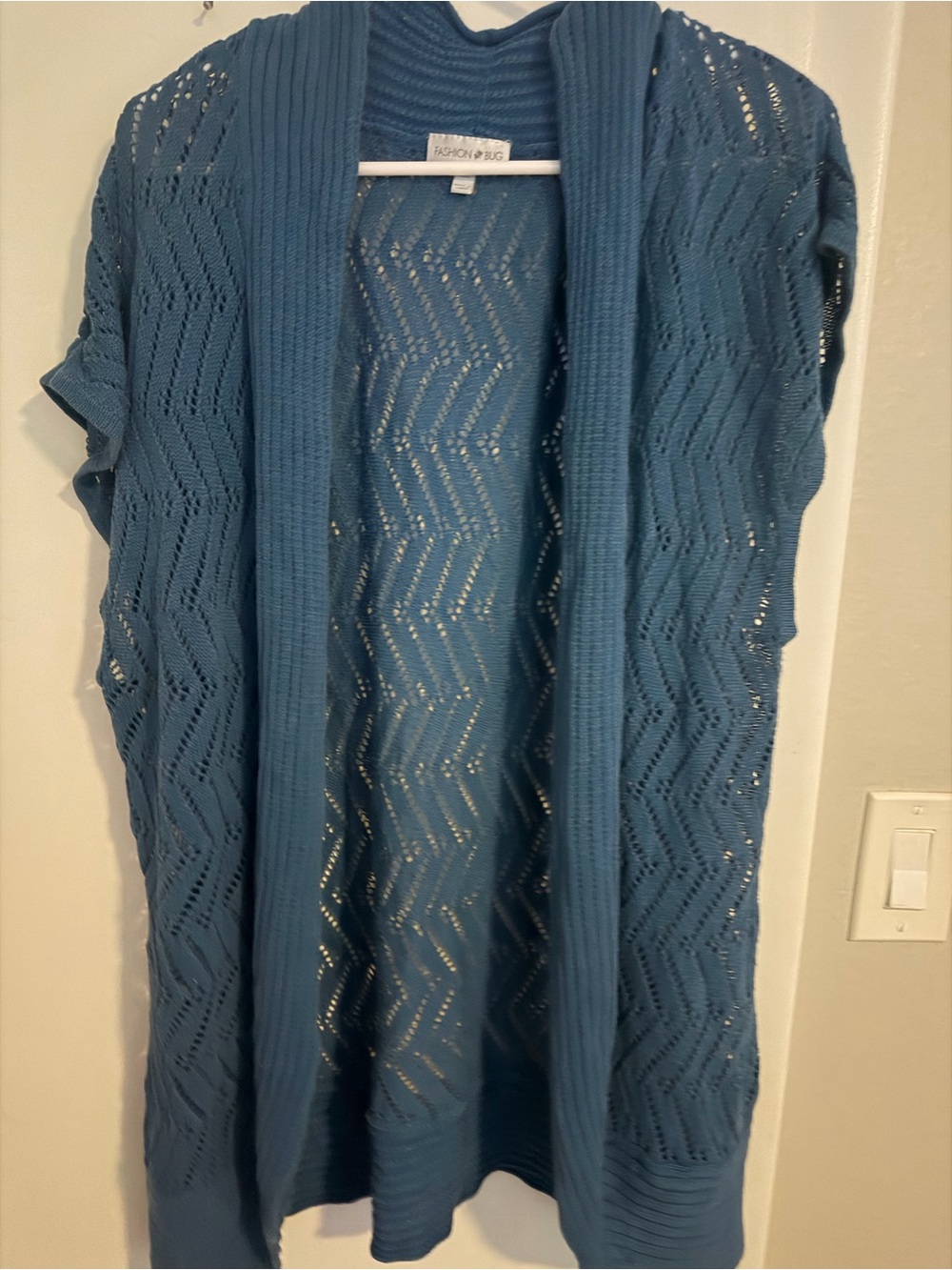 Fashion Bug Teal Open-Front Chevron Knit Cardigan